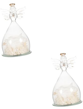 Cabilock 2 Piezas Adorno De Flores Preservadas Hortensia Decorativo Angeles para Siempre Lámpara De Espejo Estatua Su Rosa De Oro Ramo Gigante Decoración Ángel Vidrio