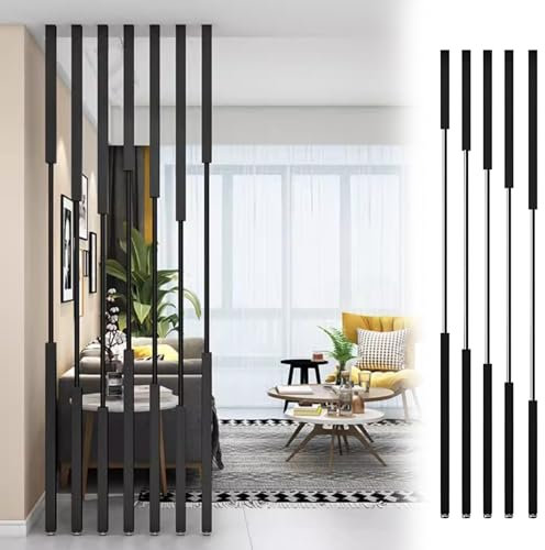 Raumteiler, Moderne Sichtschutzwände, säulenförmiges Dekor, Schwarze Raumteilerstange mit sämtlichem Zubehör, individueller Wandtrenner für den Innenbereich, Eingang, Büro, 40 cm – 300 cm (F