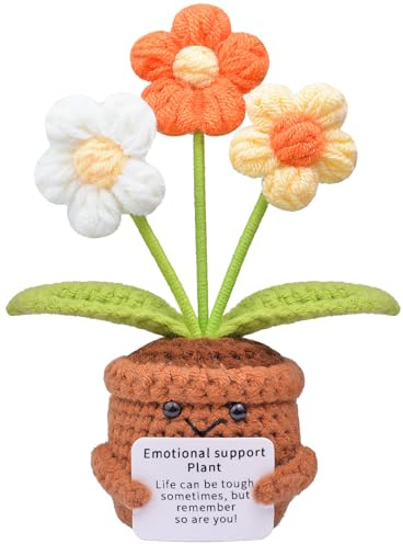 Mwmoeen Pocket Hug Positive Blume, Lustige Positive Strickwolle Sonnenblume Motivationsgeschenke Geschenke für Freundin Kollegen und Famili(P3)