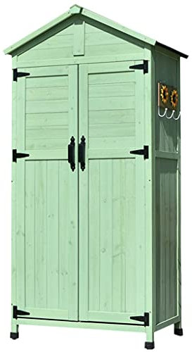 Grande capanno resistente alle intemperie per esterni, armadietto da giardino in legno e armadietto degli attrezzi, resistente garage con piedini in plastica, ideale per patio, prato e piscina