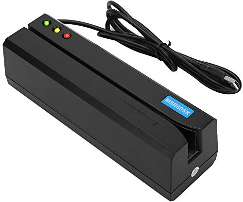 Lector de Tarjetas de Banda Magnética, Lector de Tarjetas Magnéticas de 3 Pistas, Lector de Tarjetas de Crédito USB MSR605X para Sistemas POS en Línea q uickbooks, Caja