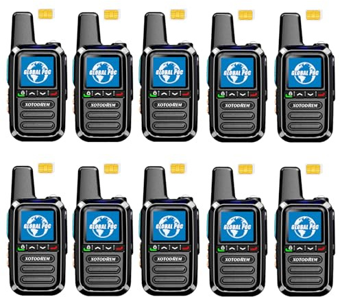 Global Lifetime Free Walkie Talkies Unlimited Range 4G LTE PoC(Push-to-Talk Over Cellular) Radios Nationwide PTT Two Way Radios Long Distance for Family, Logistics, Company 2pcs with sim Card (10PCS)