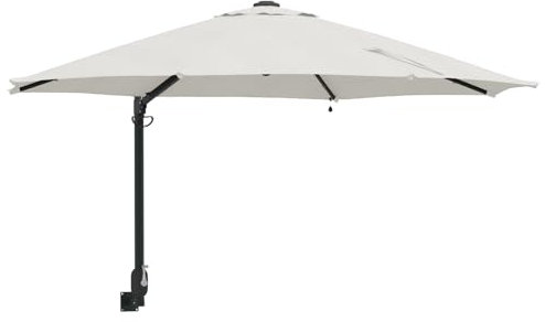 vidaXL Ombrello da Giardino a Muro con LED Integrati Sabbia 248 cm - Ombrello Pieghevole e Regolabile per Il Balcone, Protezione Solare Esterno, Design in Acciaio Rivestito in Polvere, Protezione UV