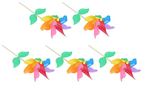 ibasenice 5 Pièces Moulin à Vent Coloré Plastique Décorations de Jardin et Photographie Accessoires Ludiques pour Extérieur