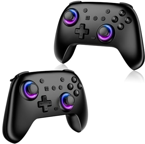 JORREP Switch Controllers 2 Pack, RGB Switch 2 Controller for Nintendo Switch/Switch 2/Lite/OLED, Wireless Switch 2 Pro Controller with Wake up/6-Axis Gyro/Dual Vibration/Turbo/Screenshot (Black)