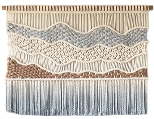 Wall Hanging Tapestry, Hand Woven Nordic Style Bedside Decoration for Living Room and Bedroom, Background Cloth Art