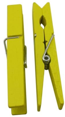 MOTHNUR Pinzas De Madera Ropa 7,4 Cm Color Amarillo, Portátiles y Ligeras, Sujetadoras Resistentes De Madera y Metal, para Uso Diario y Prendas En Días Ventosos, Pack De 30 Unidades