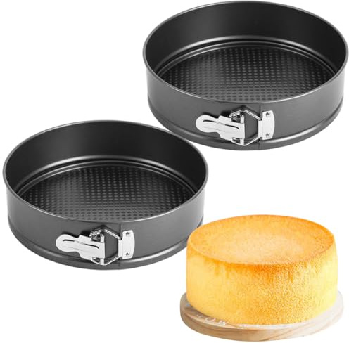 Penbinmall 2 stycken fjäderform, rund Ø 12 cm, kakform, bakform med non-stick-beläggning, kakform med platt botten, små kakformar med platt botten för bakning, svart