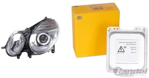 Hella 1LL 009 260-091 Halogen-Hauptscheinwerfer - links - für u.a. Mercedes-Benz E-Class (W211) + 5DC 009 060-011 Vorschaltgerät - 12V - für u.a. Mercedes-Benz E-Class (W211)