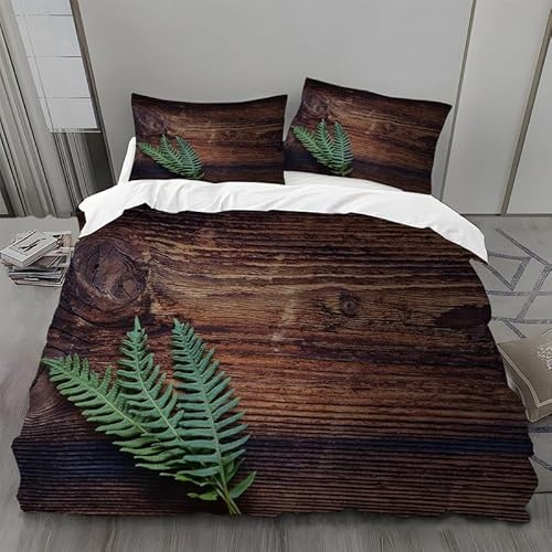 Rustikales Holz Bettwäsche 135x200 Aus Holz Bettwäsche Set, 3D Bettbezug Set Weich Microfaser Bettbezüge 2 Teilig Landhausstil Wendebettwäsche für Einzelbett, mit 1 Kissenbezug m769