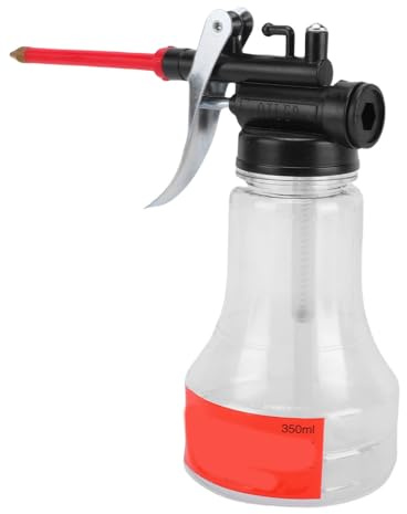 Ausla Oil Can, 350ml Transparent PET High Pressure Oiler with Proof Lid and Ergonomic Handle for Machinery Home Maintenance