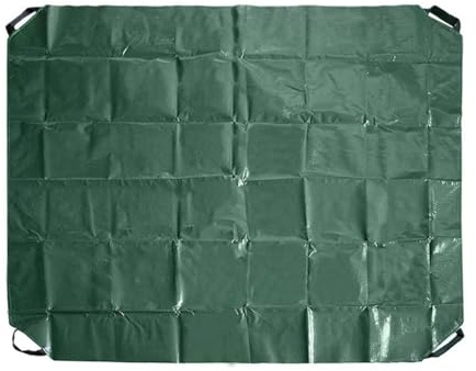 FUBESK Waterproof Tarp for Garden and Yard, 198x198m Green PE Material with 4 Handles for Leaf Hauling, Sandbox Cover and Outdoor Use