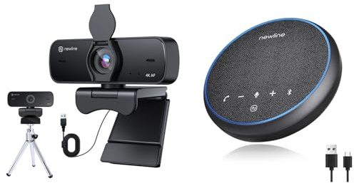N newline Kit de visioconférence Professionnel – Webcam 4K avec autofocus & Haut-Parleur de conférence avec Microphone (Bluetooth/USB)