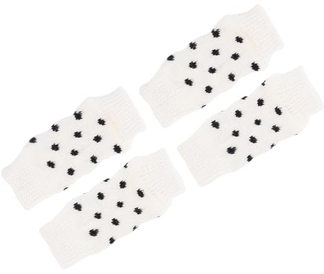 TOYANDONA 4 Stück-Pack Hundebeinsocken aus Baumwolle und Polyurethan Weiche rutschfeste Hundesocken mit Verstellbarem Pfotenschutz für Haustiere bis 6 Kg Weiß