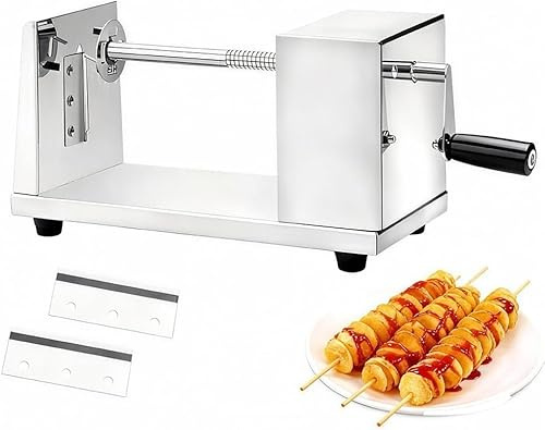 Spiralschneider Edelstahl, Spiralschneider Kartoffelschneider Kartoffel Twister, Spirale Edelstahl Kartoffel Geeignet für Kartoffeln Tornado Chips Gurken Karotten Pommes Frites Obst