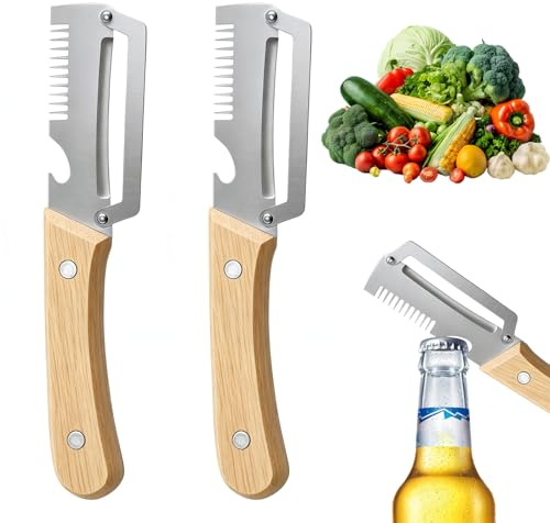 2 pièces Éplucheur de légumes multifonctionnel pour la cuisine, 2026 nouveau, 3 en 1 éplucheur de fruits et légumes, 3 en 1 éplucheur de pommes de terre avec ouvre-bouteille, éplucheur économique