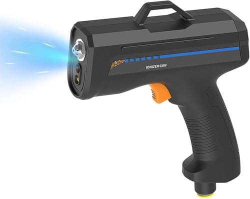 DXYQXL Pistola de aire ionizante, pistola antiestática con luz LED de detección de polvo, velocidad de aire ajustable, agujas de iones integradas para una eliminación eficiente de la estática y