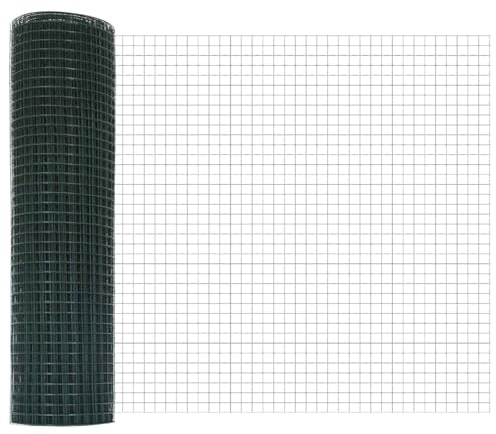 Clôture en fil soudé vert robuste 1000 x 60 cm pour jardin terrasse balcon extérieur, panneau rigide barrière grillage avec poteau fixation