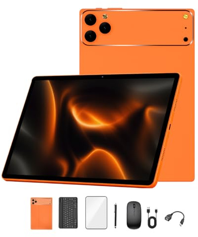 Crelander Tablette Android 13 10,1 avec fente pour carte SIM 4G LTE Calling, 24 Go + 128 Go, batterie 5000 mAh, double caméra, Bluetooth/WiFi, lot avec étui de protection, clavier, souris et stylet