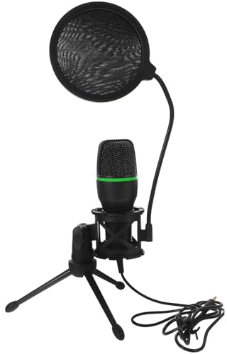 ULTECHNOVO Microfono Condensatore Struttura in Metallo e Plastica Omnidirezionale Riduzione del Rumore Supporto da Tavolo Incluso Colore Casuale per Gaming per Live Broadcast