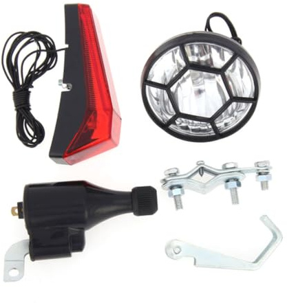 Pineeseatile Ensemble de lumières Dynamo de vélo, Phare Avant et arrière LED, lumière sécurité pour Le Cyclisme