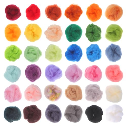 Rosenice 36 Farben Nadelfilz Set - Premium Filzwolle Filzen Set Märchenwolle Schafwolle für Nassfilzen & Trockenfilzen | Ideal für Anfänger, DIY Bastelset, Filzen mit Naturfasern