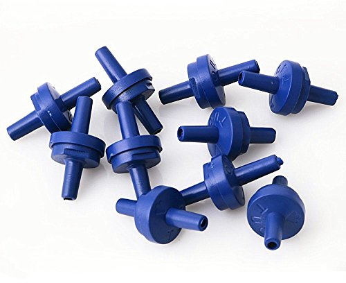 XMHF 10 Pcs Plastic Aquarium Non-Return Air Pump Check Valve Blue for Fish Tank
