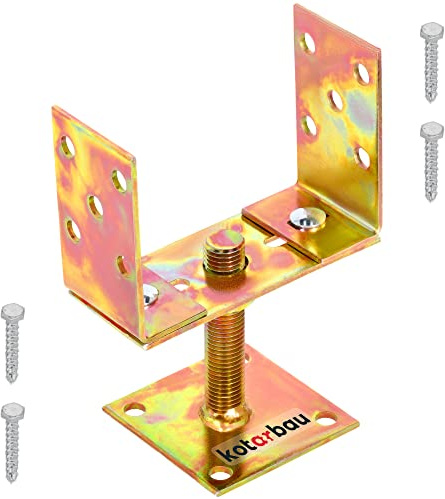 KOTARBAU® Soporte de Poste en U 120-160 mm Soporte para Postes Ajustable Soporte Regulable para Atornillar Soporte en U Base Poste Madera Anclaje Suelo Atornillable Acero Galvanizado