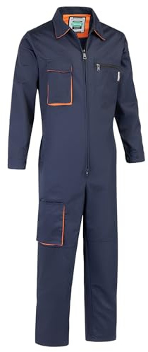 Yukirtiq Men's Work Wear Boilersuit Coverall with Multi Pockets Heavy Duty Polycotton Overall Trousers Mechanics Boiler Suit, Navy Blue, XXL
