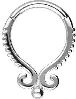 PIERCINGLINE Chirurgenstahl Clicker | ORIENTALISCHES DESIGN | Piercing Ring Nase Septum Ohr Helix Tragus | Farbauswahl
