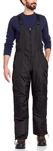 Bass Creek Outfitters Mens Snow Bibs - Water-Resistant Insulated Outdoor Ski Pants Winter Overalls for Men with Pockets, Size Medium, Black