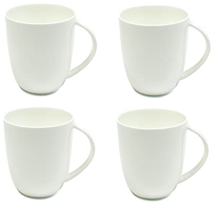 Maxwell & Williams Cashmere Coffee Mug Set, Large Coupe Style Designer Bone China Mugs, 42 ml - White (4 Pieces)