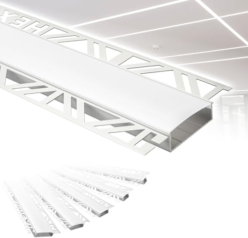 HEXIM LED Trockenbauprofil Alu Unterputzprofil LED Profil (20 Meter / 10 Profile) inkl. Abdeckung opal Trockenbauleiste Einbauprofil Schiene Decke Wand (ALED-4, Leuchtbreite 40mm)