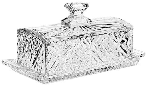 Mantequera Caja de mantequilla de cristal Caja de almacenamiento rectangular Caja de mantequilla - Bandeja de servicio de mantequilla con tapa Ideal para la mantequilla artesana hecha en casa Mantequi