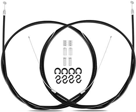 1 Pair Bike Brake Cable Set,Front and Rear Brake Cable,Universal Standard Bicycle Brake Cable for Mountain MTB Bike,Bike Brake Wire Set for Road Bike and Common Bike,Free End Caps accessories,Black