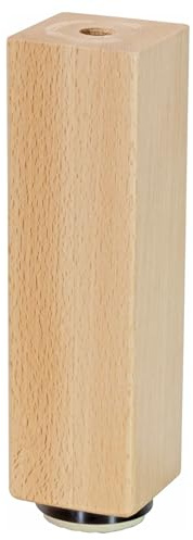 WAGNER Möbelbein/Sofabein/Möbelfuß/Couchfuß Design BUCHE eckig, quadratisch - 60 x 60 x 200 mm, Massivholz Buche, Natur, inkl. QuickClick® Softgleiter Ø 50 mm, Innengewinde Ø 10 mm - 12782401