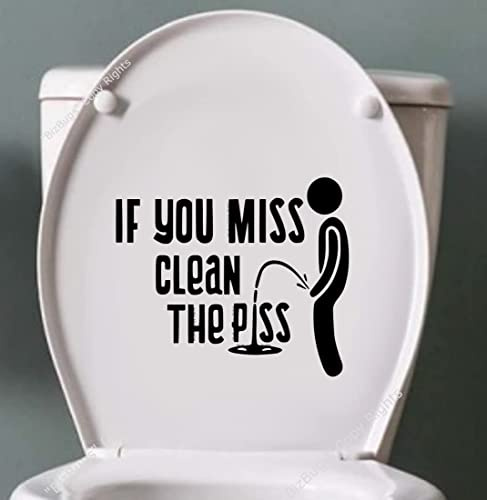 If You Miss Clean Your Pee Sticker Vinyl Decal Sign for Bathroom Washroom Toilet Guestroom Restroom Wall Waterproof & Removable. Perfect Size 7 Wide| Black |