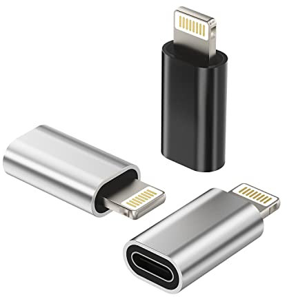 Adattatore da Lightning a USB C (3 confezioni), tipo C, dado a Lightning maschio cavo di ricarica, caricabatterie, alimentatore di rete, accessori per iPhone 14 13 12 11 Pro Max Mini 7 8 Plus per iPad