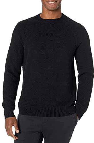 Amazon Essentials Sudadera de Cuello Redondo de Algodón Texturizado y Corte Extragrande Hombre, Negro, XL