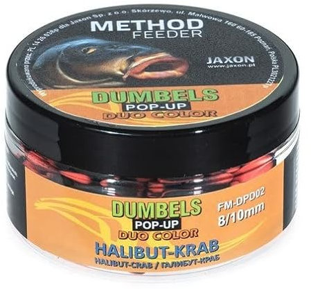 Jaxon Dumbels Duo Color Pop Up 8/10 mm 30 g Alimento de pesca Carpa Pesca Carpa Pienso Base (cangrejo de halibuto/FM-DPD02)