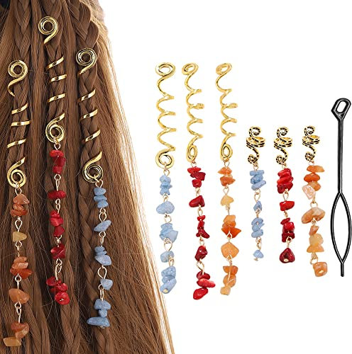 6 Stück Dreadlocks Schmuck Haarspiralen Clips Dreadlocks Haarspange Spiral Dreadlocks PerlenHaarspangen Haarschmuck Braids Zöpfe Schmuck Haar Dreadlocks Zubehör Für Zöpfe Dekoration