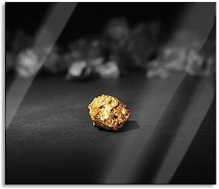 Goldnugget im Vordergrund Herdabdeckplatte & Spritzschutz aus Echtglas | Für Herd-Kochfelder | 60x52 cm