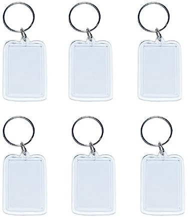 LJFEA Porte-clés Photo Transparent Personnalisé - Lot de 6 - Dimensions 5 x 3.2cm - Idéal pour vos souvenirs préférés - Accessoire pratique au quotidien.