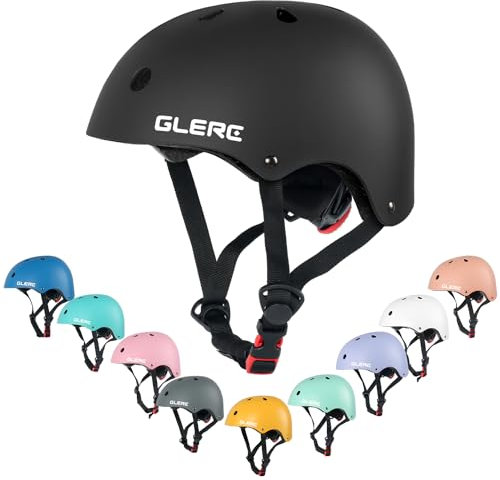 Glerc Kinder Fahrradhelm für 3-8 Jahre alte Jungen Mädchen, Kinder Fahrrad Zubehör, stoß- und schlagfester Fahrradhelm für Kinder,S Schwarz