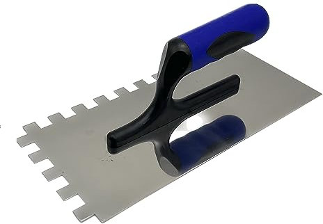 Stainless Steel Trowel with Soft Grip 6-8-10-12 mm Toothed Trowel Smoothing Trowel (Trowel 12 mm)