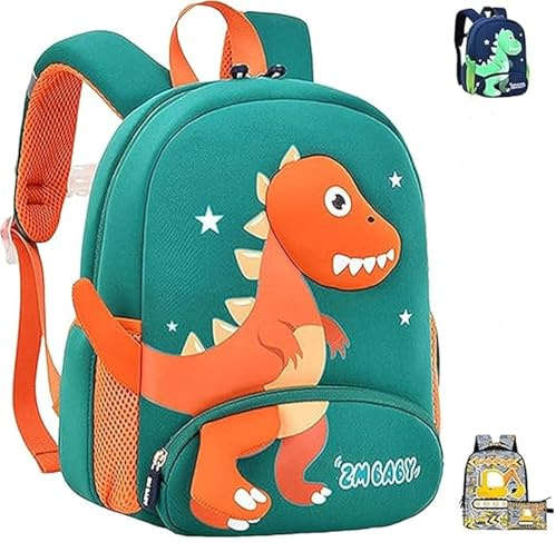 LUKIUP Kindergartenrucksack Dinosaurier, Kinderrucksack Jungen Orange, Kleiner Freund Rucksack, Dinosaurier Rucksack für Kita Kindergarten Jungen Ab 2-5 Jahren, 28x 22x10 cm