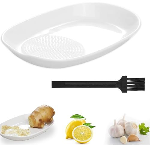 Rallador De Ajo, Rallador De Cerámica, Rallador De Jengibre, Plato Para Rallar Con Cepillo, Rallador De Wasabi, Puré De Verduras, Rallador Con Ranura Colectora, Apto Para Lavavajillas Para Jengibre