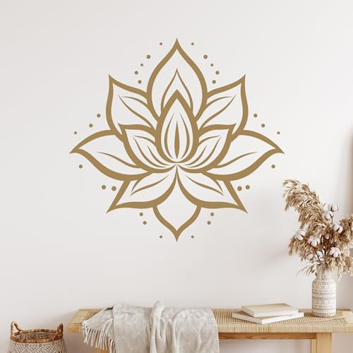GRAZDesign Wandtattoo Lotus Lotusblume Mandala Blume Wandaufkleber Hindu für Wohnzimmer Schlafzimmer Flur aus Vinylfolie - 32x30cm / weiss