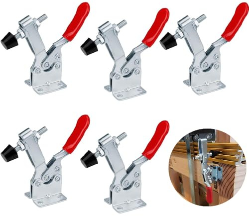 5 Pcs GH-201-B Sauterelle de Serrage, Pince à Bascule Horizontale, Tendeurs à Levier de Serrage Rapide Capacité de Charge 90 kg pour Machines, Menuiserie, Soudage