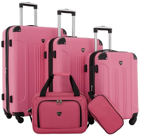 Travelers Club Chicago Hardside Expandable Spinner Luggage, Hot Pink, 5 Piece Set, Chicago Hardside Expandable Spinner Luggage